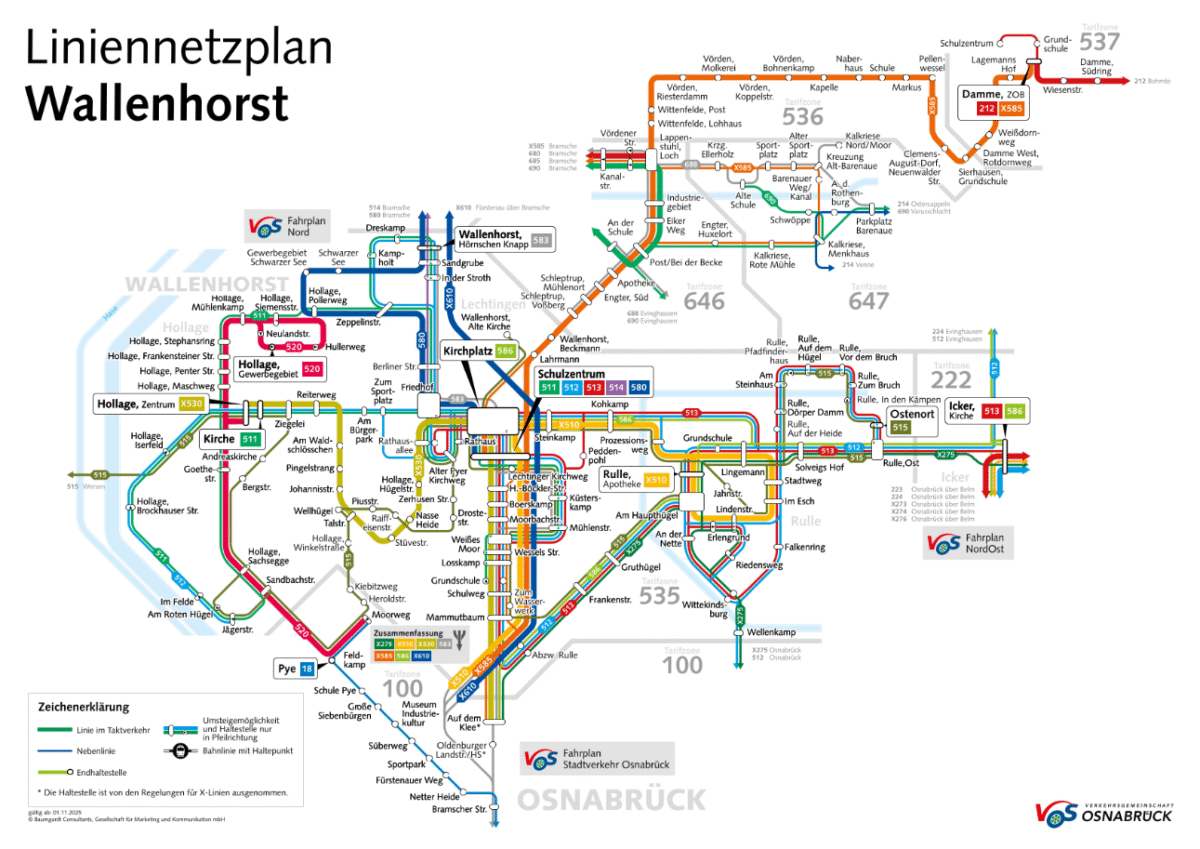 Der neue Liniennetzplan ab November. / Grafik: VOS Wallenhorst