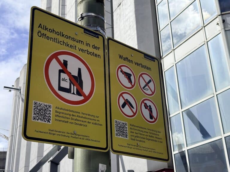 Waffenverbotszone Osnabrück in Innenstadt