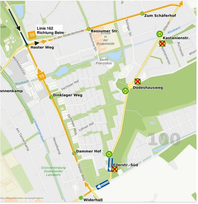 Umleitung Ellerstraße / Foto: Stadtwerke Osnabrück