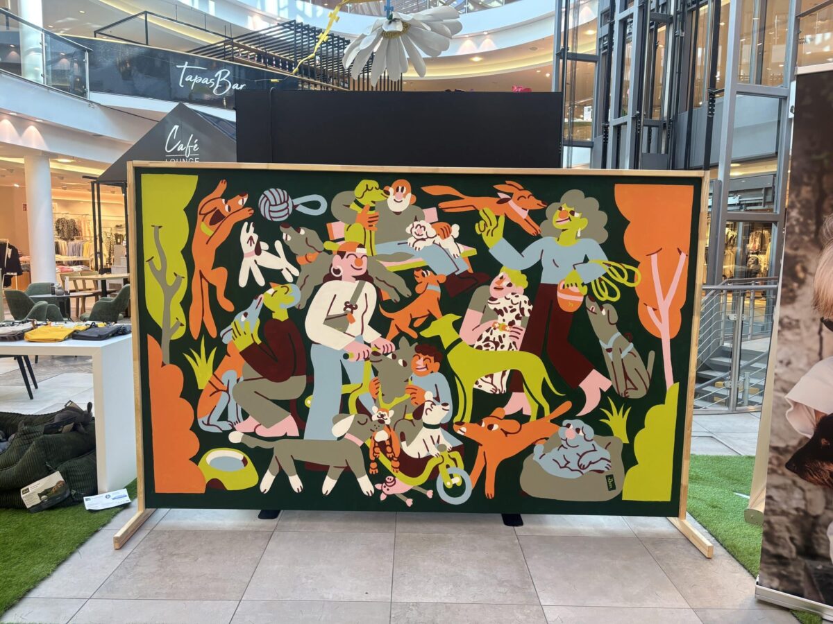 So bringt der Osnabrücker Künstler Krashkid seine Street Art ins Modehaus L&T Fertiges Bild des Künstlers Krashkid in L&T Modehaus. / Foto: Lilli Würdemann