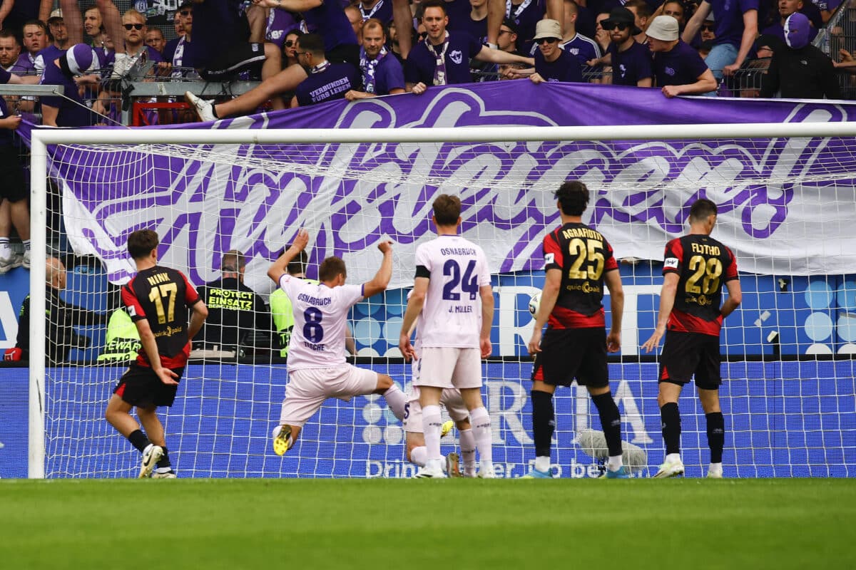 Robert Tesche trifft zum 3:2 für den VfL Osnabrück.
