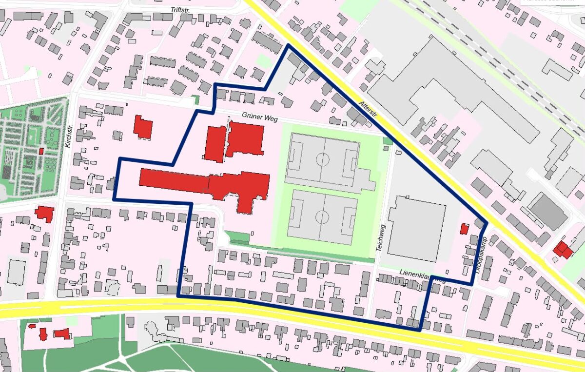 Dieser Bereich in Eversburg muss am 29. Juli 2026 evakuiert werden. / Foto: Stadt Osnabrück