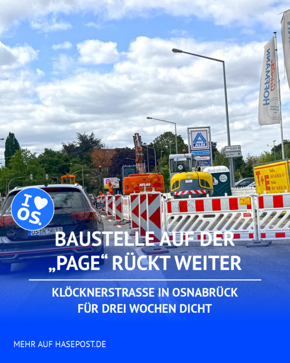 Baustelle auf der „Page“ rückt weiter: Klöcknerstraße in Osnabrück für drei Wochen dicht Social Grafik Frühling am Rissmüllerplatz