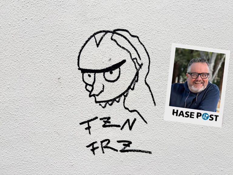 Graffiti zu Friedrich Merz in der Osnabrücker Innenstadt