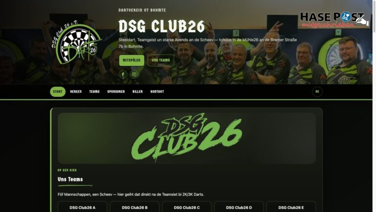Bohmter Dartverein DSG Club26 zieht in neue Spielstätte um — und spielt jetzt auch auf Plattdüütsch