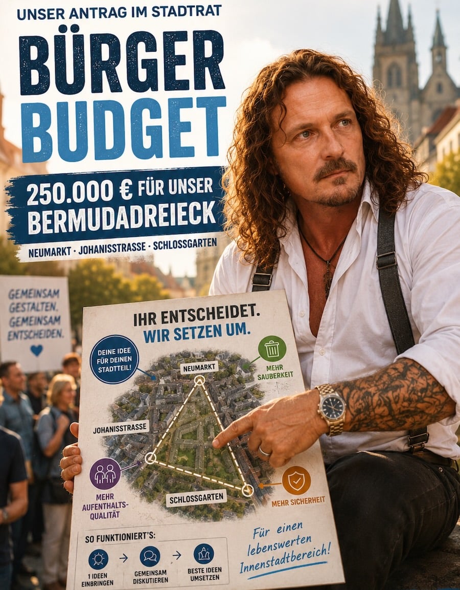 Was zeigt denn diese Karte und was soll das für ein Kirchturm im Hintergrund sein? KI-generierte Weahlwerbung von Thorsten Wassermann, AfD (Bildausschnitt)