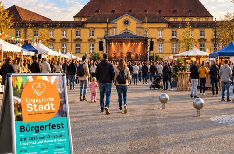Bürgerfest auf dem Ledenhof / Marketing Osnabrück, ki-generiert in Innenstadt