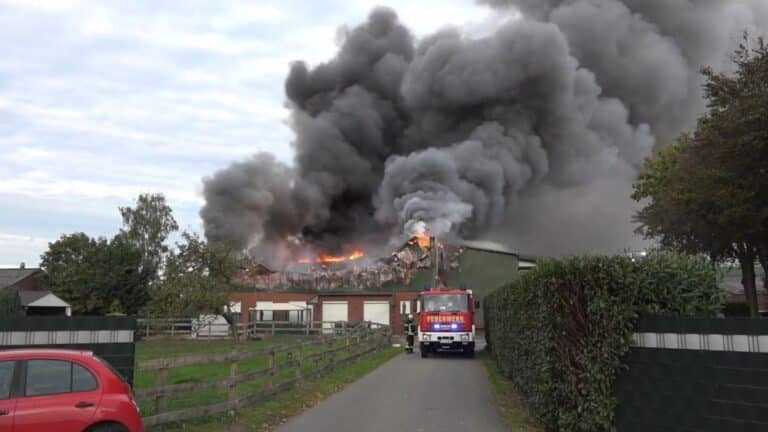 Großbrand im Emsland: Lagerhalle komplett ausgebrannt