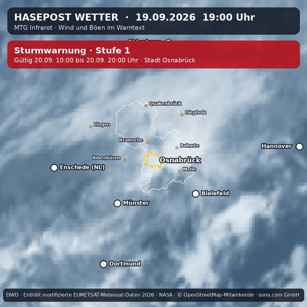 Wetterentwicklung für Osnabrück über die letzten 120 Minuten