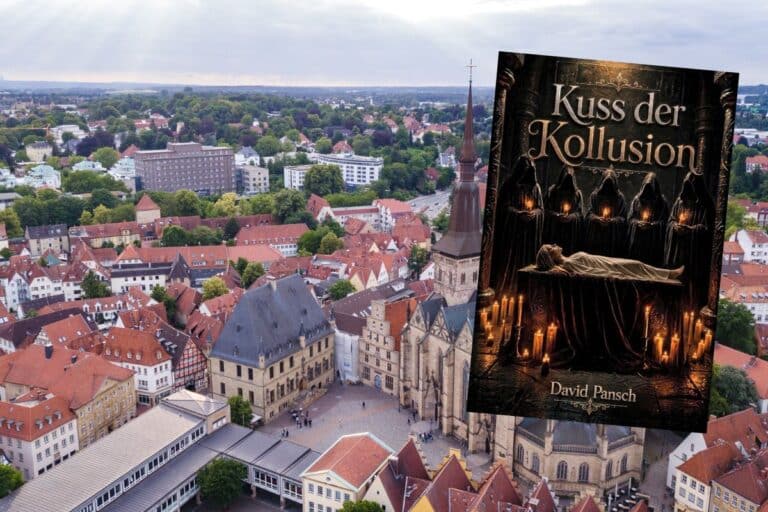 Ein neuer Dark-Fantasy-Thriller spielt in Osnabrück. / Luftbild: Yannic Niedenzu / Getty Images / Canva in Osnabrück (Gesamtstadt)