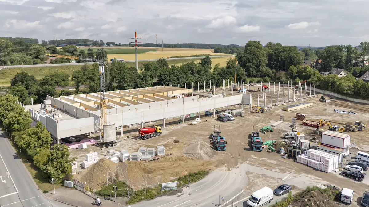 Luftaufnahme der Marktkauf-Baustelle in Belm / Foto: EDEKA Minden-Hannover