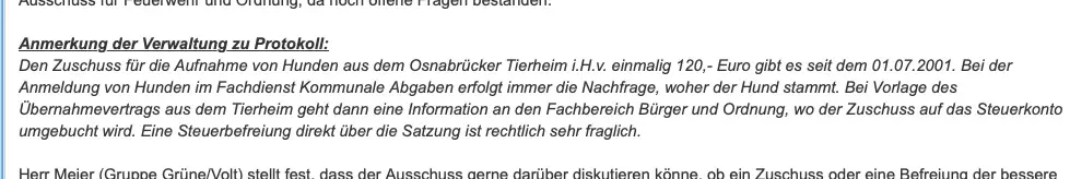 Ergänzung der Verwlatung im Protokoll