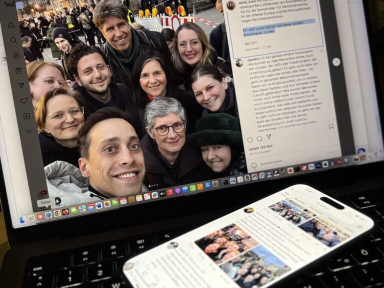 Anne Kura (rechts unten) auf Selfies / Screenshots Instagram u. X
