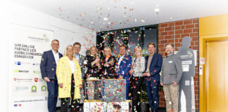 Die Gründungsmitglieder des Vereins freuen sich auf die erfolgreiche Zu-sammenarbeit (v.li.): HWK-Hauptgeschäftsführer Sven Ruschhaupt, Tina Heliosch, Vorsitzende Geschäftsführung Agentur für Arbeit, Thomas Schipp-mann, Direktor des Regionalen Landesamtes für Schule und Bildung Osnab-rück, Landrätin Anna Kebschull, Oberbürgermeisterin Katharina Pötter, Maß-Arbeit-Vorstand Lars Hellmers, Nicole Anell, Geschäftsführerin Jobcenter Os-nabrück, IHK-Hauptgeschäftsführer Marco Graf, und Dr. Bernd von Garmis-sen, Kammerdirektor Landwirtschaftskammer Niedersachsen. / Foto: Miriam Loeskow-Bücker, MaßArbeit