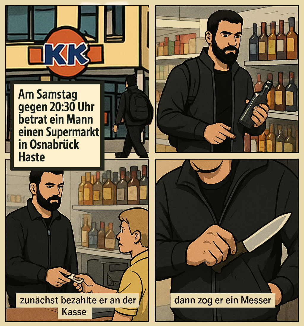 DIese Comic-Adaption einer aktuellen Polizeimeldung wurde bei TikTok bereirs mehr als 10.000x angesehen