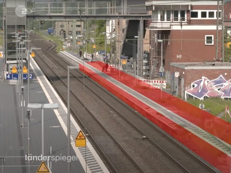 Screenshot ZDF vom Bahnhof Hasbergen