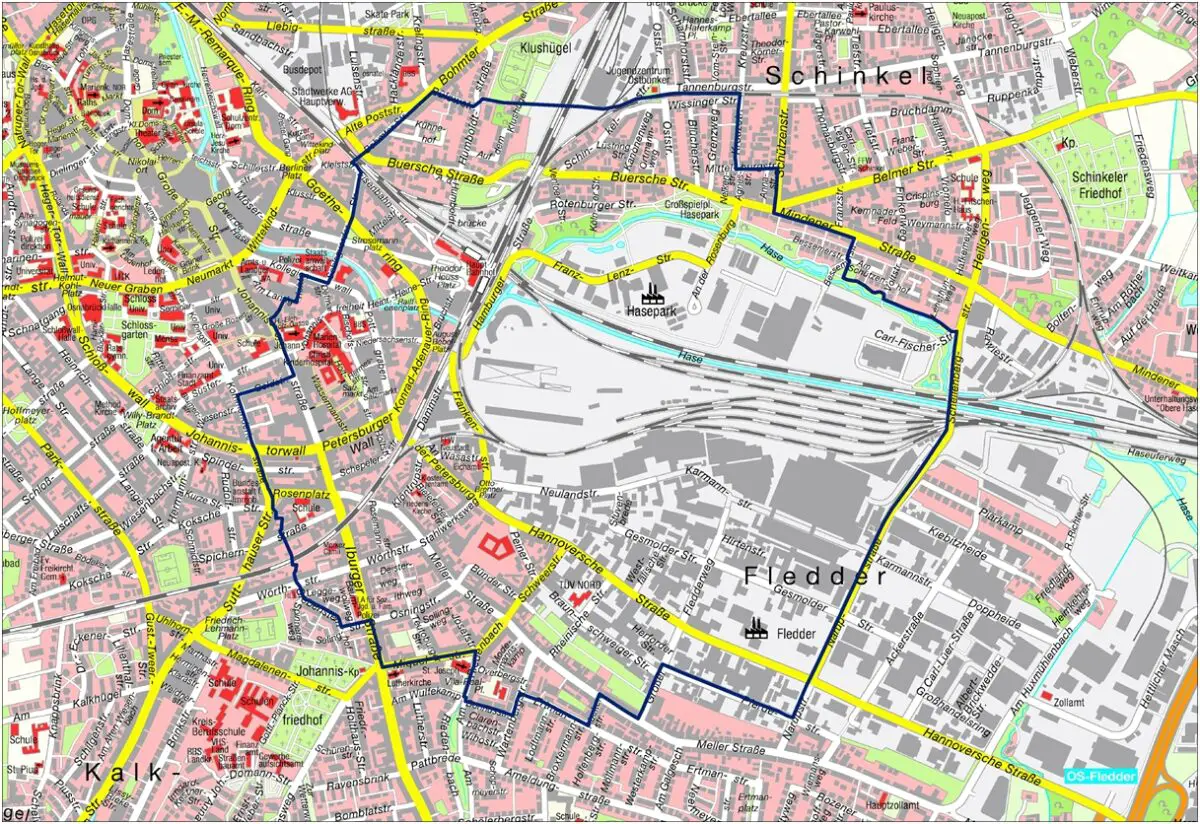 Karte des Evakuierungsgebiets am 9. November 2025. / Foto: Stadt Osnabrück