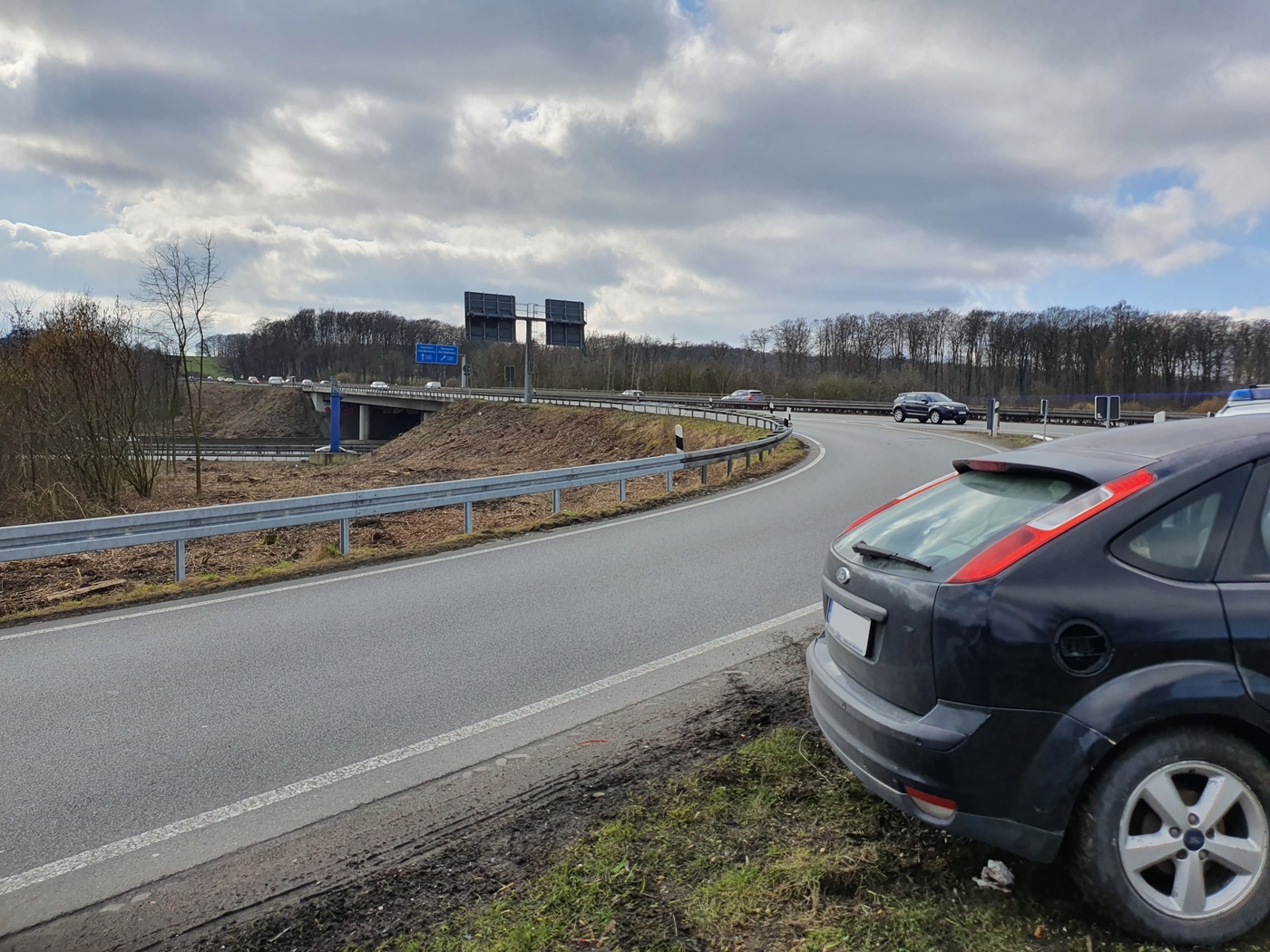 Wieder Unfall im Autobahnkreuz Osnabrück-Süd. / Foto: Heiko Westermann Wieder Unfall im Autobahnkreuz Osnabrück-Süd