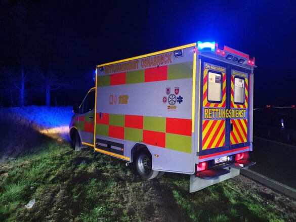 Unfall im Autobahnkreuz Osnabrück-Süd: PKW kommt von Fahrbahn ab
