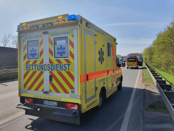 Auffahrunfall löst Feuerwehreinsatz auf der A33 bei Osnabrück aus