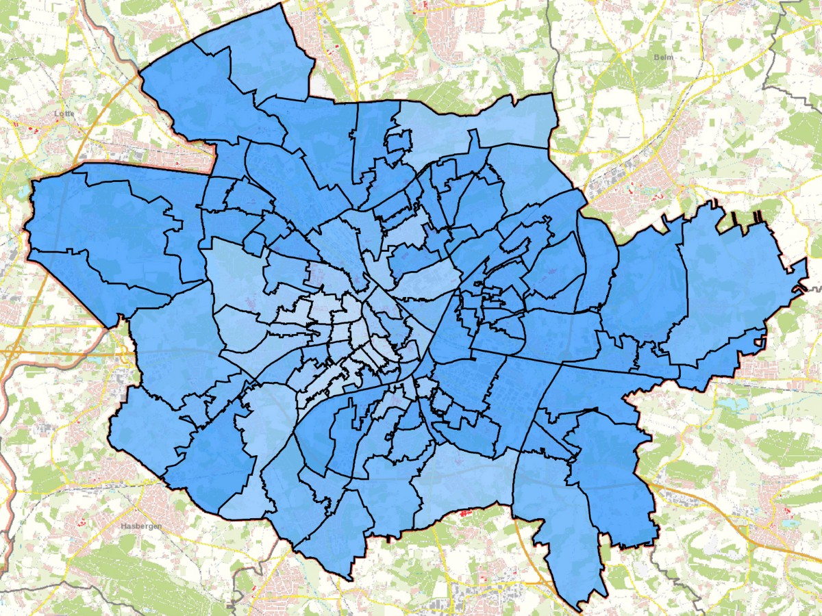 Hochburgen der AfD in Osnabrück bei der Bundestagswahl 2025. / Grafik: Stadt Osnabrück
