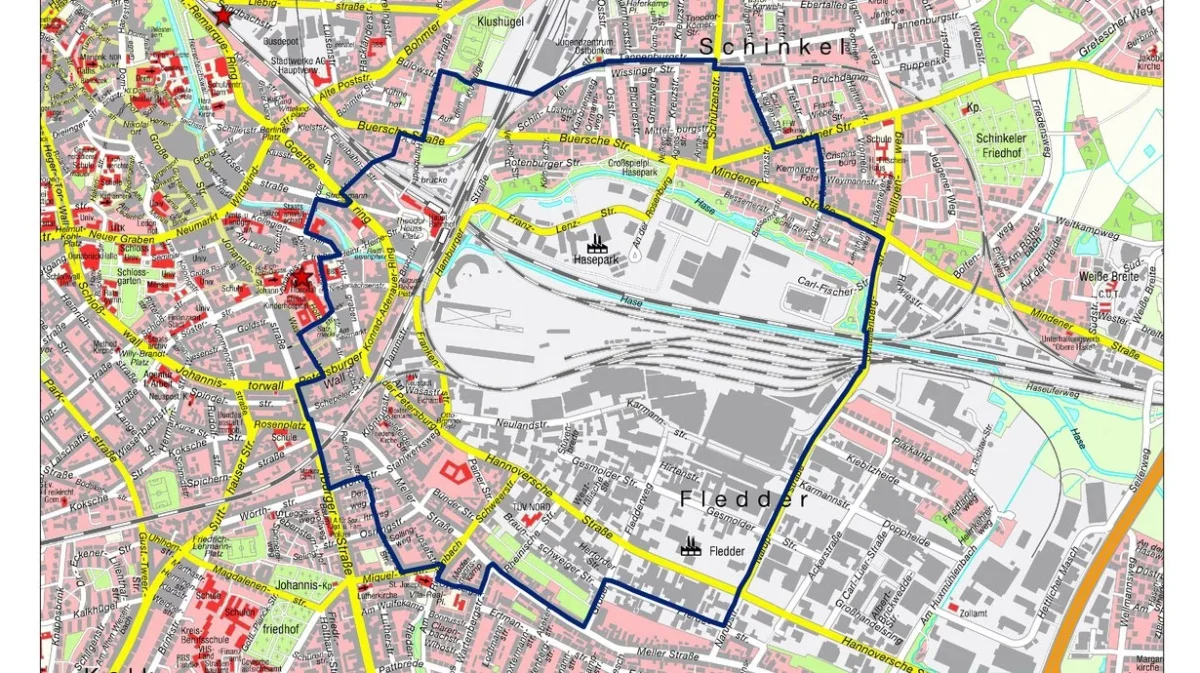 Evakuierungsgebiet rund um das Osnabrücker Lokviertel am 16. Februar 2025