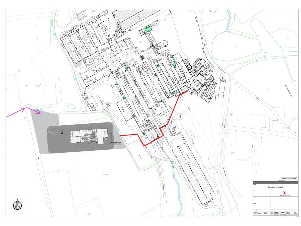 So plant die Firma Schoeller nachhaltige Energiezukunft in Osnabrück Lageplan des Biomassekraftwerks