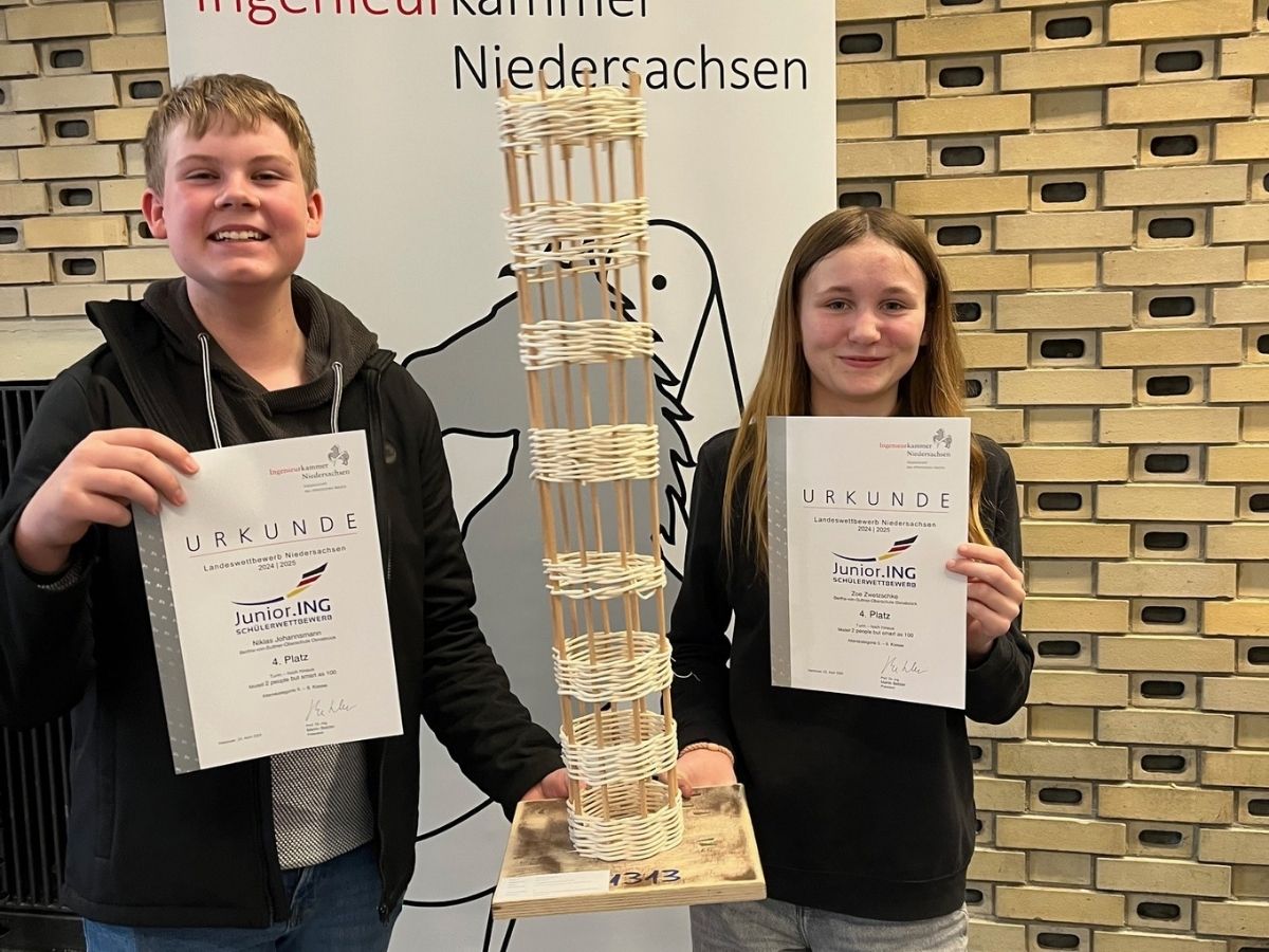 Gute Nachricht des Tages: Osnabrücker Bertha-von-Suttner-Oberschule mit fünf Teams bei Schülerwettbewerb vertreten Niklas und Zoe konnten den 4. Platz belegen. / Foto: Bertha-von-Suttner-Oberschule
