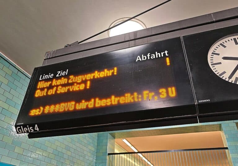 Streik-Hinweis am