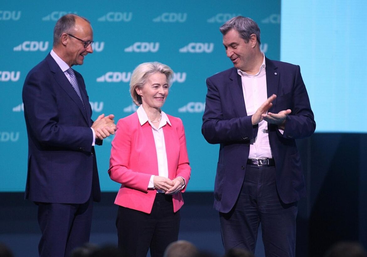 Friedrich Merz, Ursula von der Leyen und Markus Söder