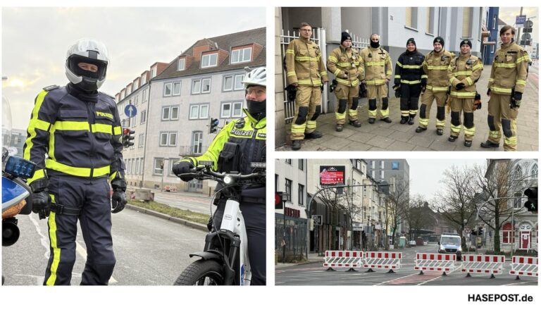 Einsatzkräfte bei der Evakuierung in Osnabrück am 16.02.2025