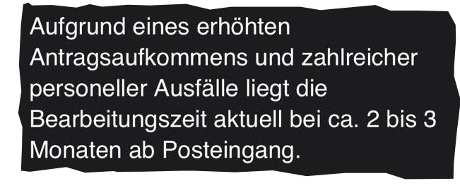 Security gegen gefrustete Bürger: Monatelange Bearbeitungszeit für Grundsicherung in Osnabrück Screenshot (Ausschnitt) einer Eingangsbestätigung für einen Antrag auf Grundsicherung bei der Stadt Osnabrück