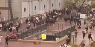 Menschen fliehen aus dem Nordwestzentrum Frankfurt / Quelle: X