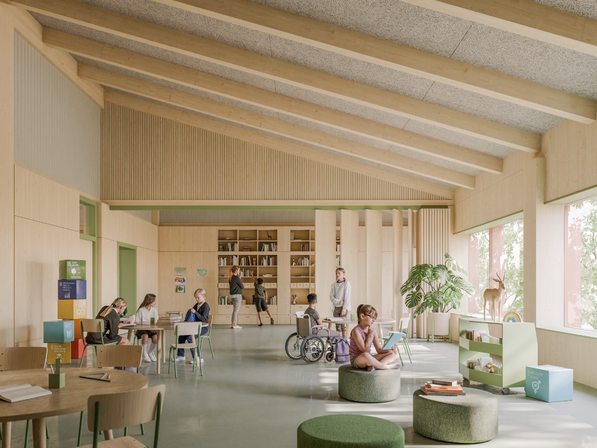 Visualisierung eines Klassenraums. / Foto:MOKA Studio, gmp Architekten