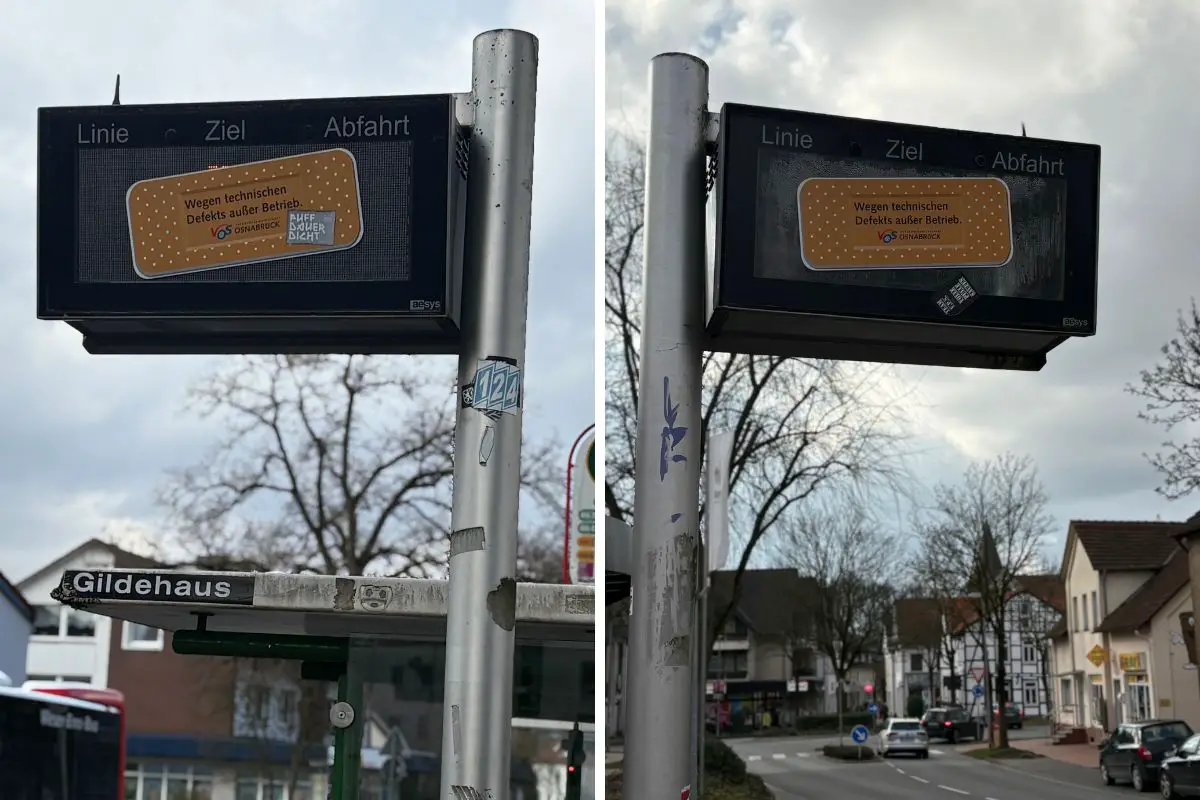 Fehlerhaft oder ganz defekt: Hier stehen die kaputtesten Bus-Anzeigetafeln in der Region Osnabrück Defekte Anzeigetafeln