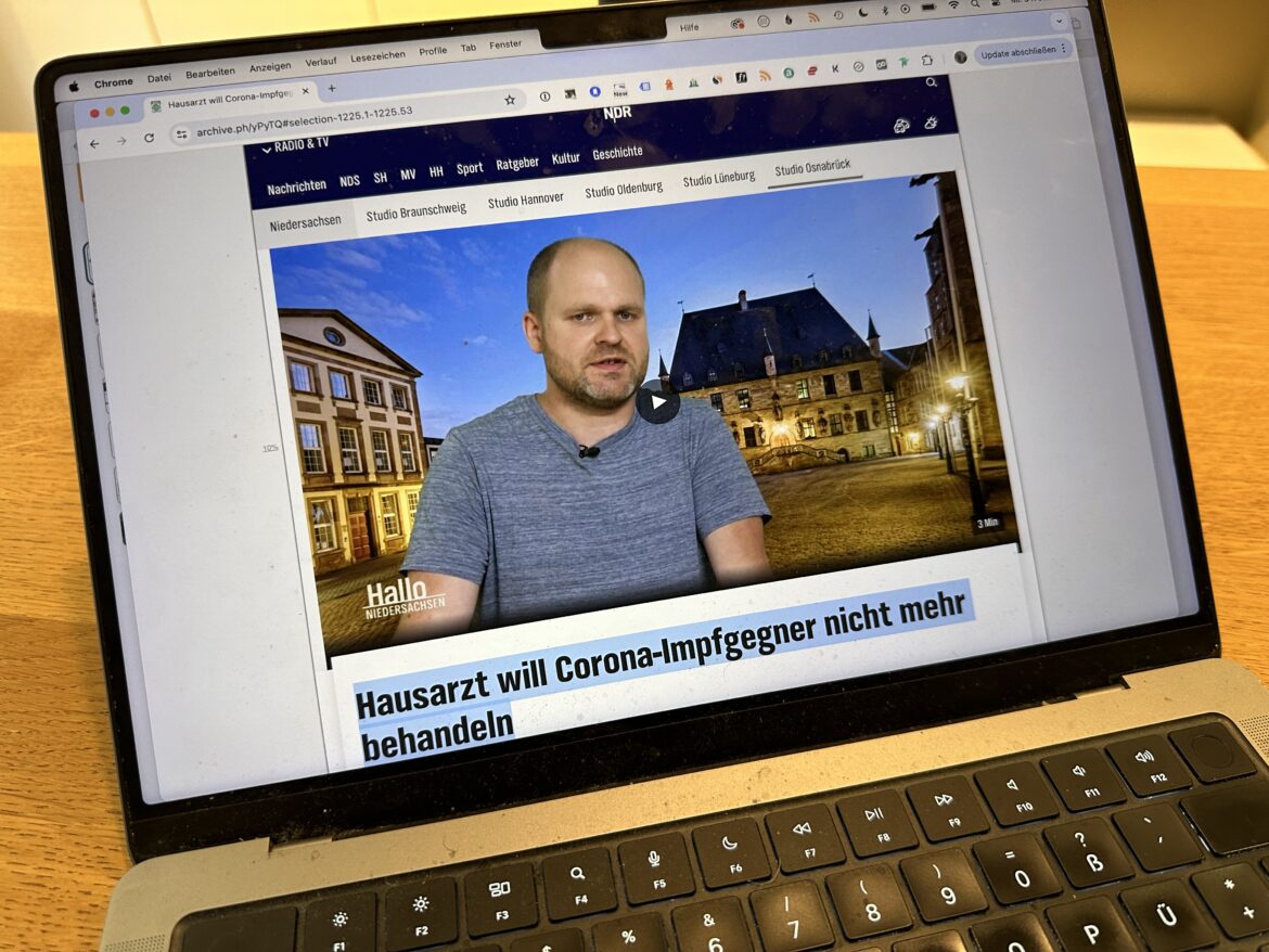 Hausarzt aus Wallenhorst beim NDR / Screenshot: Archive.ph