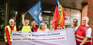 Am 6. August dieses Jahres statteten Mitglieder der Osnabrücker Friedensinitiative Bürgermeisterin Dagmar Bahlo einen Besuch im Rathaus ab. Die Initiative hatte zuvor angeregt, dass Georgsmarienhütte Teil von „Mayors for Peace“ werden könnte. / Foto: Stadt Georgsmarienhütte/ Niklas Otten