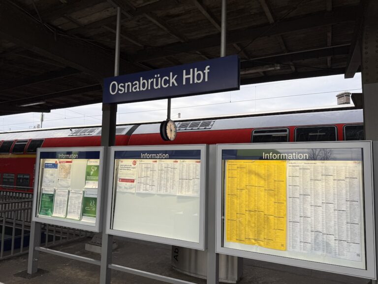 Bahnsteig am Hauptbahnhof Osnabrück