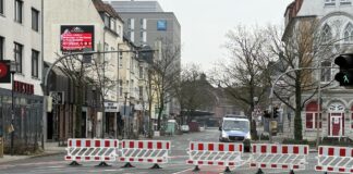 Absperrung der Möserstraße bei der Evakuierung am 16.02.2025
