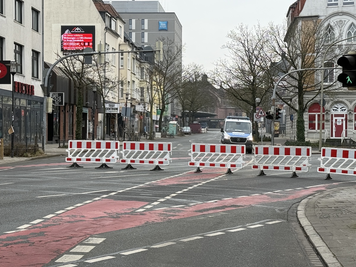Absperrung der Möserstraße bei der Evakuierung am 16.02.2025