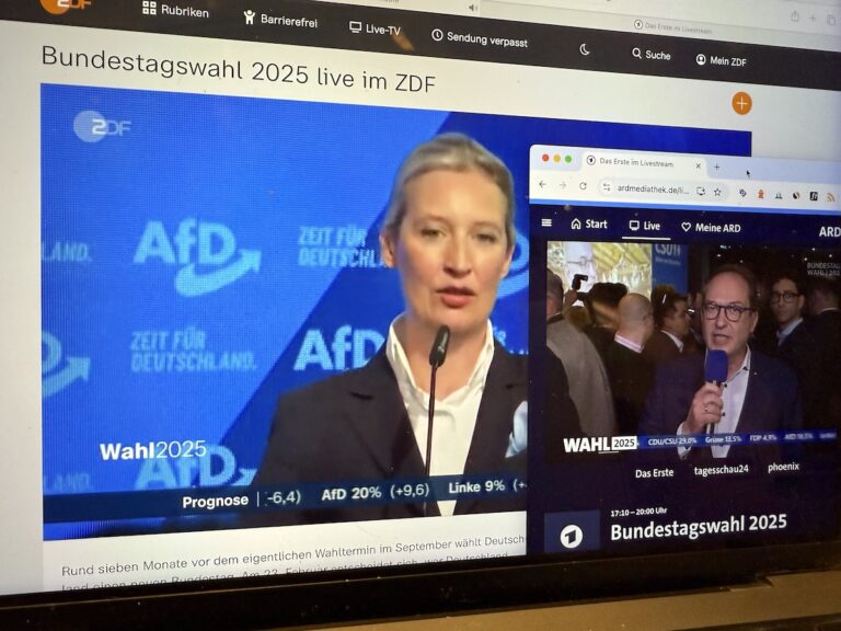 Wahlberichterstattung in ARD und ZDF am 23.02.2025