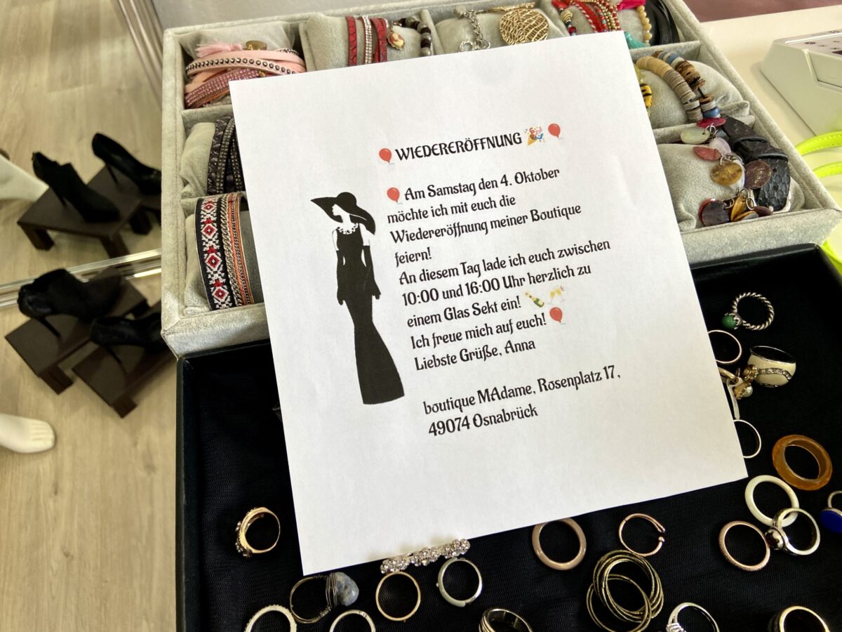 Traum erfüllt: Anna Gröschner eröffnet boutique MAdame am Osnabrücker Rosenplatz boutique MAdame