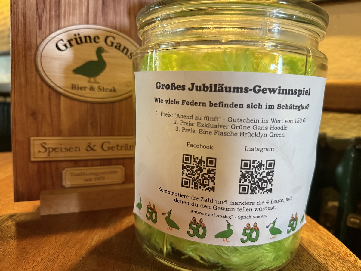 Ein halbes Jahrhundert Kneipenkultur: Die „Grüne Gans" in Osnabrück feiert Geburtstag Wie viele grüne Gans-Federn sind im Glas?