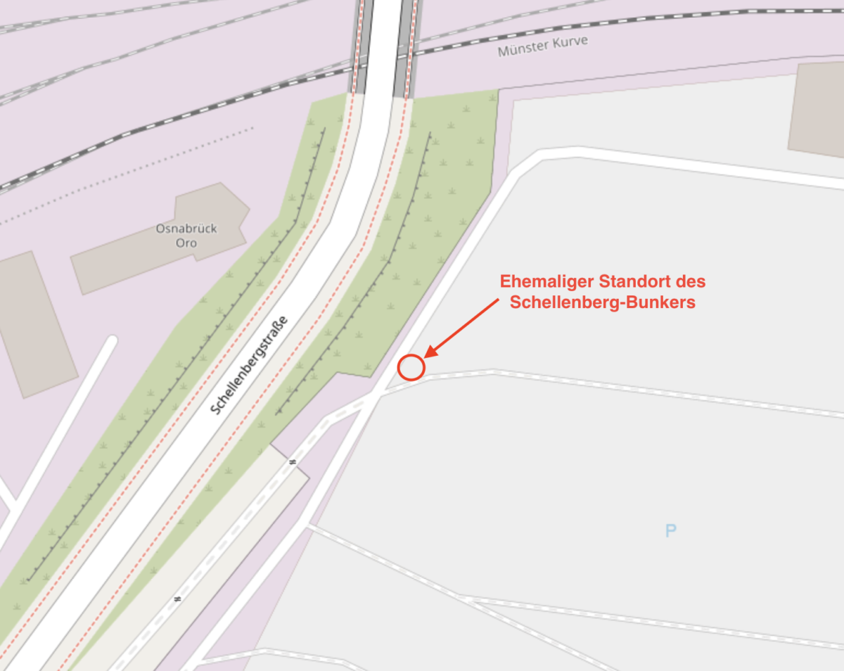 Hier befand sich einst der Schellenberg-Bunker auf dem Rangierplatz neben der VW Osnabrück Halle 81.