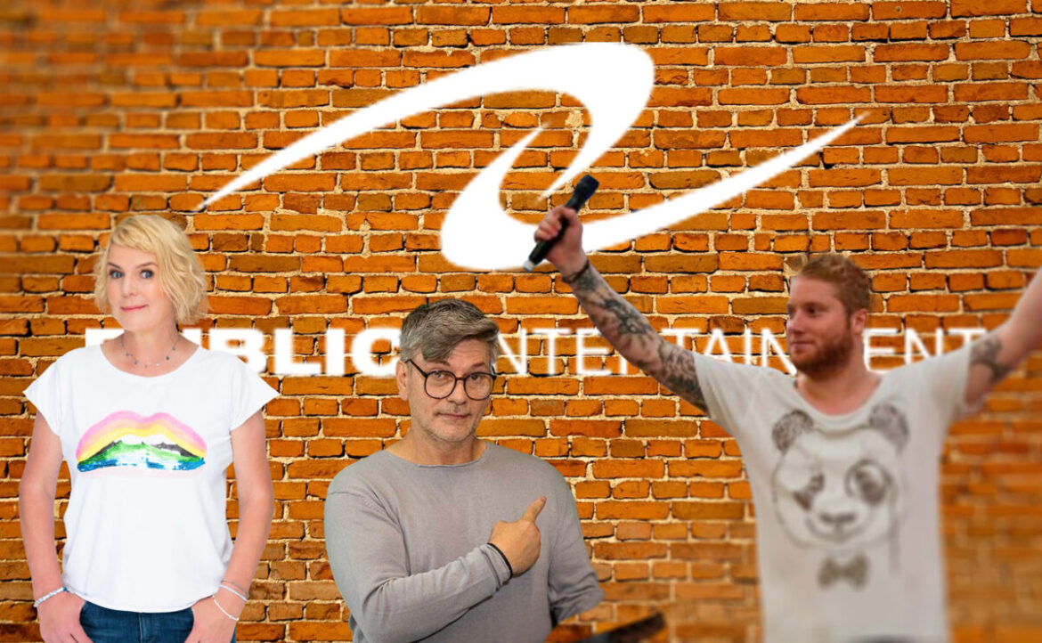 Mirja Boes, „Yogi“ von Fabulara und Kevin Gerwin vor PEAG-Logo / Montage: Hasepost