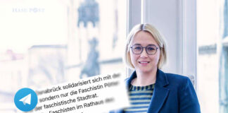 Oberbürgermeisterin Katharina Pötter + Telegram Screenshot