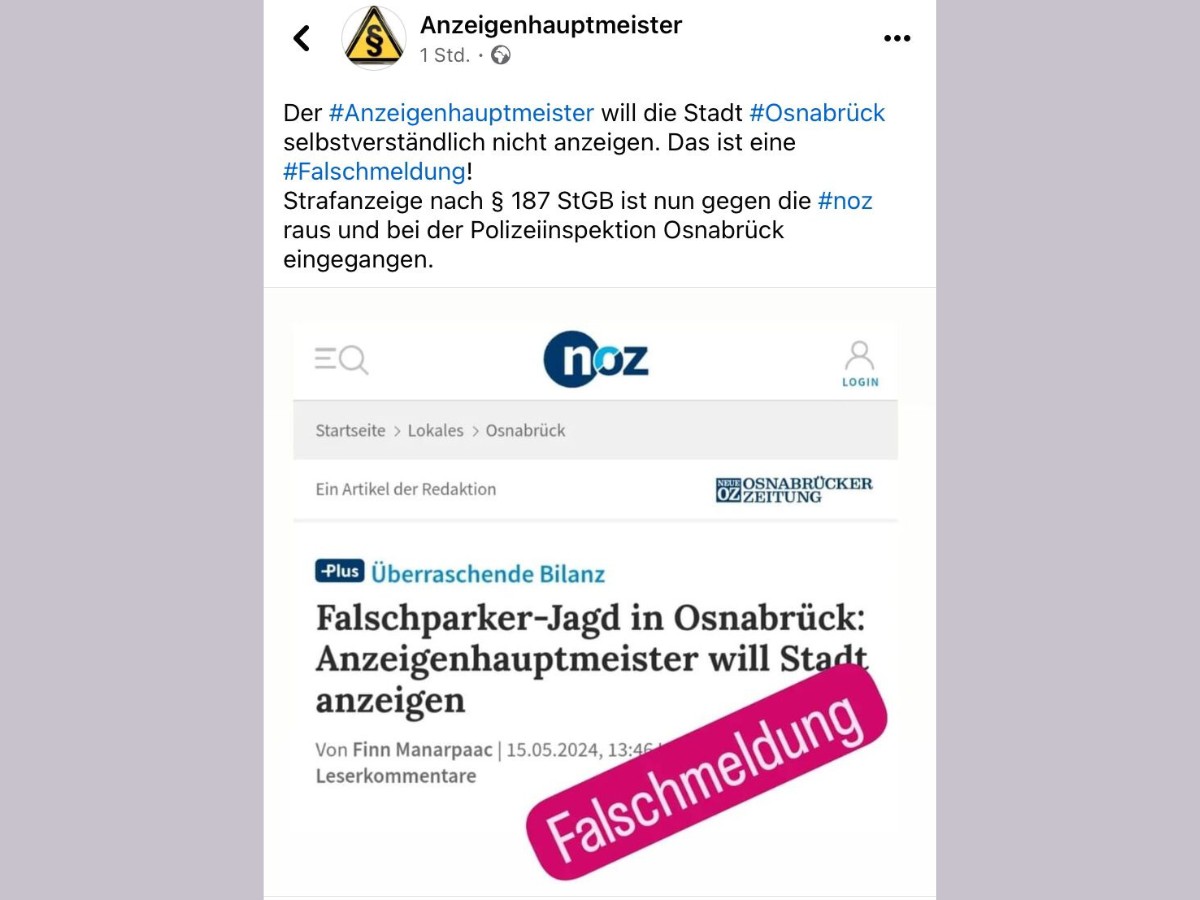 Screenshot Anzeigenhauptmeister Facebook