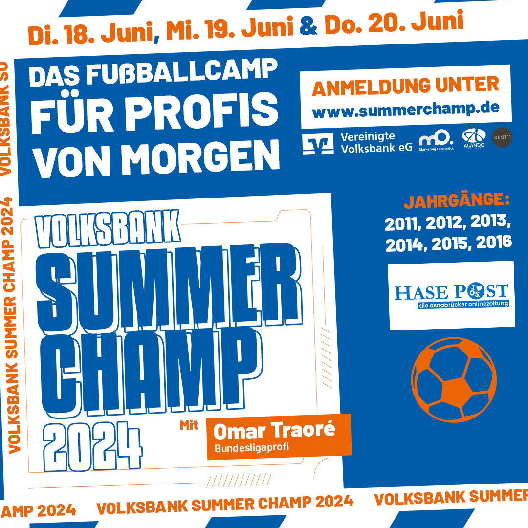 Omar Traoré begeistert 180 kleine Fußballtalente beim "Volksbank Summer Champ"