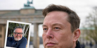 Elon Musk vor dem Brandenburger Tor