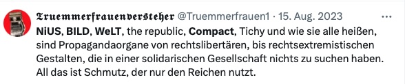 Auf X (Twitter) kusieren bereits Verbotsfantasien, weit über 'Compact' hinaus